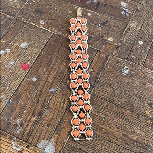 VINTAGE MARBOUX Link Bracelet with Coral Cabochons, great condition, marked
